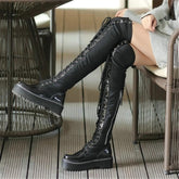 Gothic Punk Over The Knee Thigh High Lace Up Boots S13122